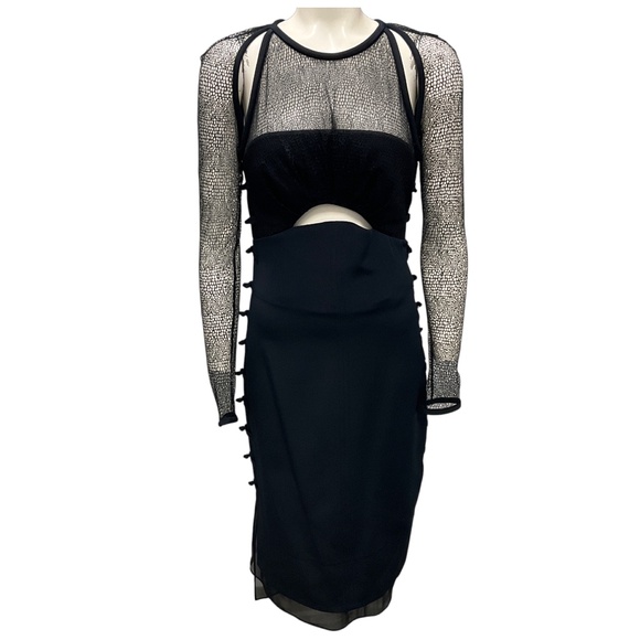 EMILIO PUCCI BLACK NETTED LACE AND SILK CORSET DRESS - Picture 1 of 6